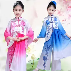 2018 детский традиционный старинный китайский красный Hanfu для девочек женские народные танцевальные костюмы детские Tang сказочное платье