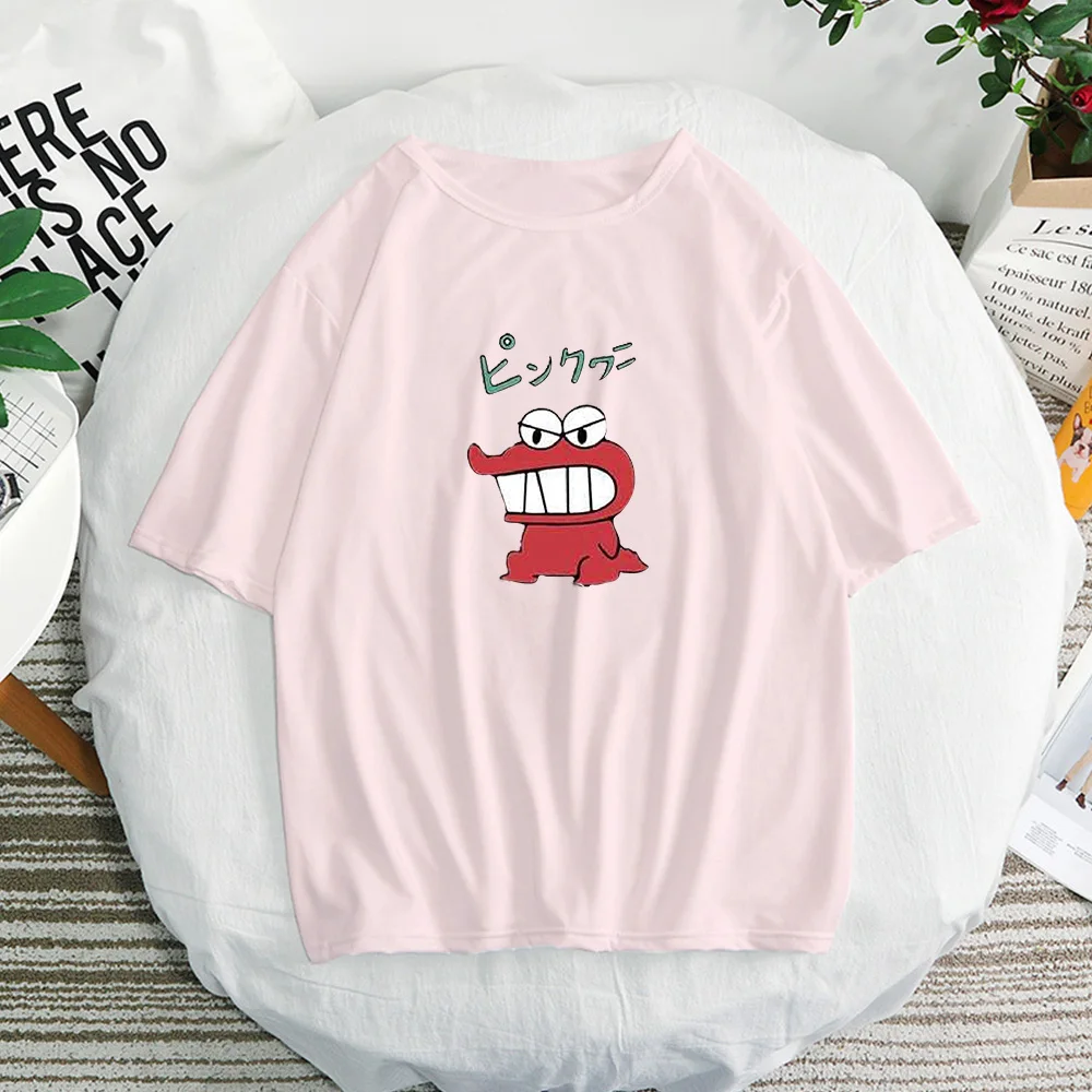 

2019 ctue crocodile pink T Shirt Women white Cotton T-shirt Harajuku Top couple clothes Girlfriend Gift tshirt femme