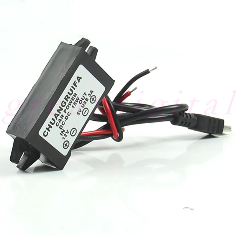 

1PC DC 12V to 5V 3A 15W Waterproof DC Converter Mini USB Car Power Adapter