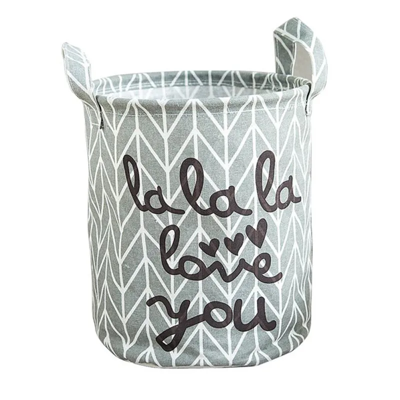 

1PC Foldable Clothing Storage Bin Closet Toy Box Cloth folding Container Basket holder with 2 side handle case letter print