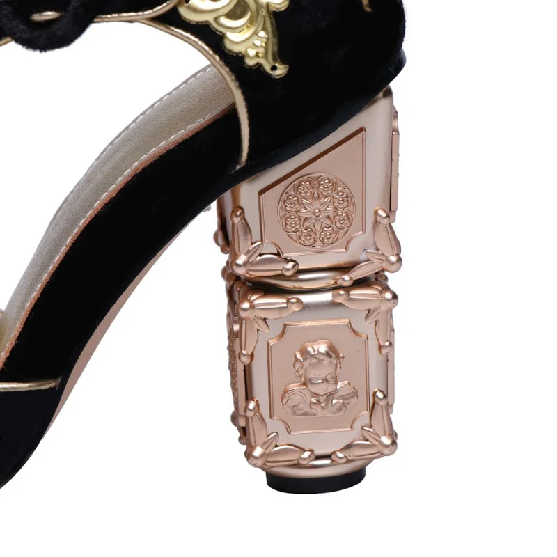High Heels Women Pumps Two Piece Thick Heels Ladies Party Wedding Black Shoes Summer Ankle Strap Footwear Women Large Size 34-43 (29)