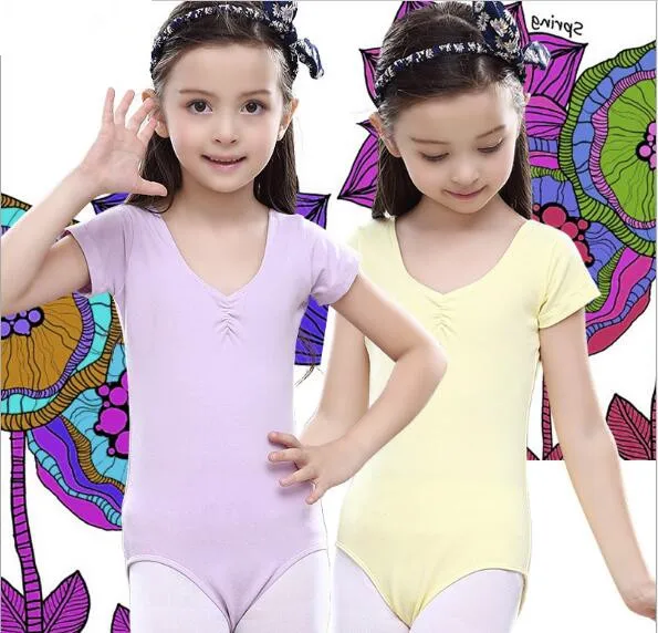 

Lycra Cotton Girls School Training Ballet Leotards Kids Gymnastic Skate Dance Bodysuit Pink Blue Black White Free Shipping
