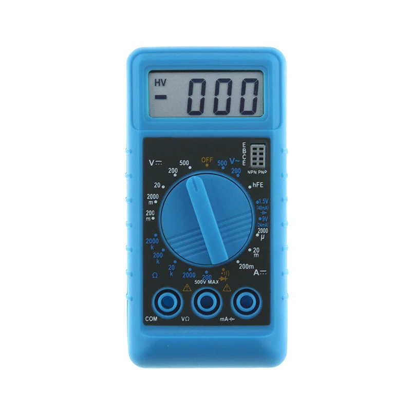 Mini Blue Digital Multimeter With Buzzer Overload Protection Square