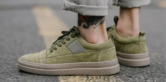 

MFU22 Leather shoes men 2019 spring new suede men's shoes tide shoes