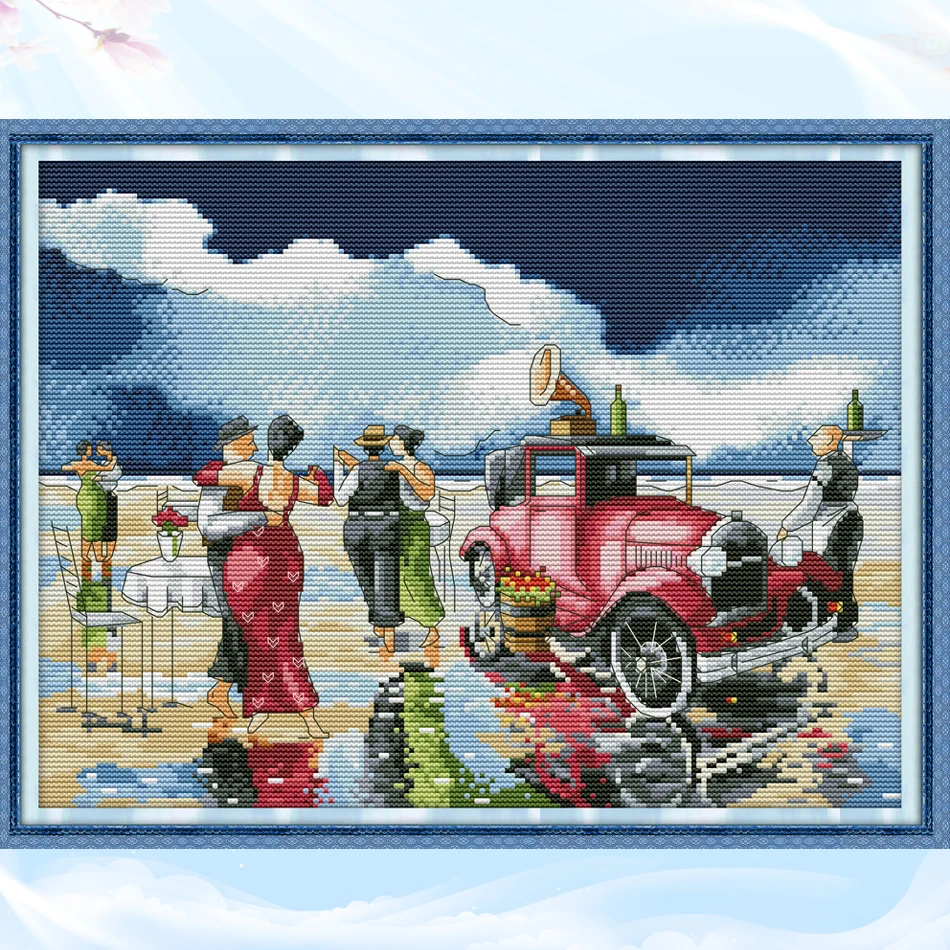 

Joy Sunday,Beach ball, Cross Stitch Embroidery Set, Printed Embroidery Set, Needlework,Portrait Cross Stitch embroidery patterns