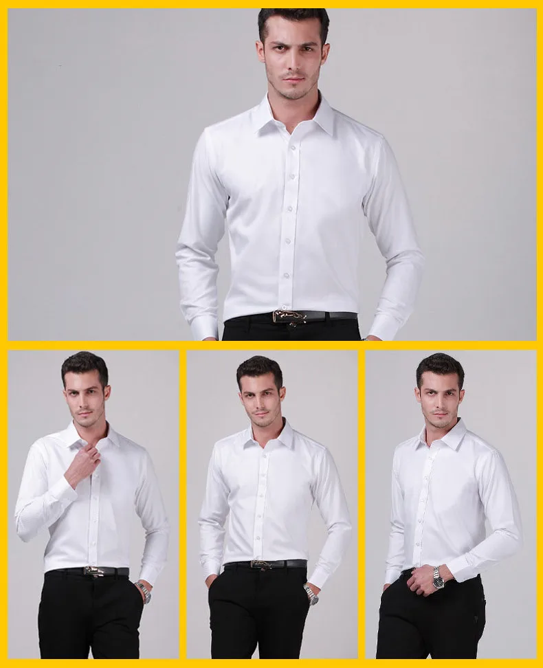 Большие размеры Весна мужские рубашки в простом стиле solid twill с отложным воротником мужские рубашки высокого качества рубашка в полоску мужские