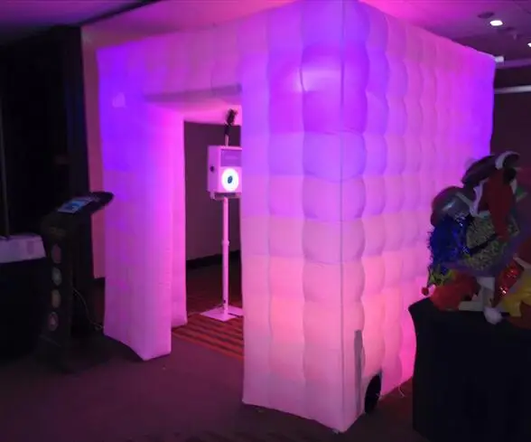 

White cube portable inflatable photo booth tent inflatable photo booth with 2 doors and colorful LED