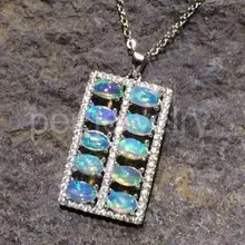 Натуральное опаловое ожерелье кулон счеты подвески в стиле 925 стерлингового серебра для мужчин или женщин 0.18ct* 10 шт. драгоценный камень# BL18072508