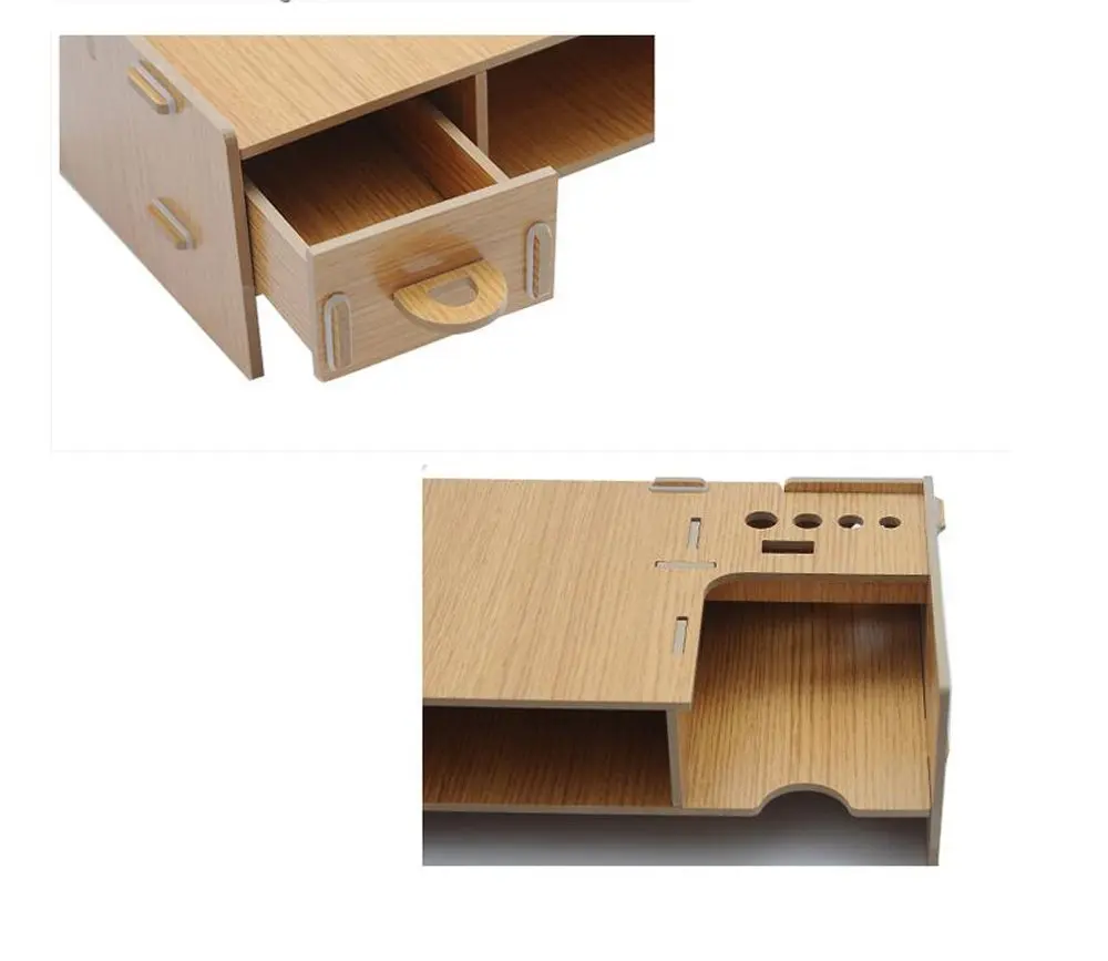 Настольная подставка для монитора, деревянная подставка для монитора, с отделениями для офисных принадлежностей и местом для хранения клавиатуры и мыши