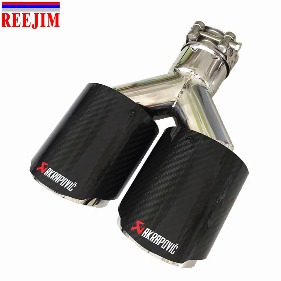 

Inlet 63mm Outlet 101mm Dual AKRAPOVIC carbon fiber Stainless Steel exhaust tip exhaust pipe muffler Glossy Black Exhaust Tip