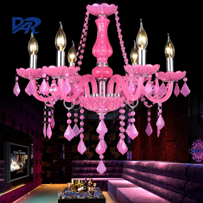 European Luxury Pink Crystal Chandelier Lighting 5/6/8/10/12/15/18/24