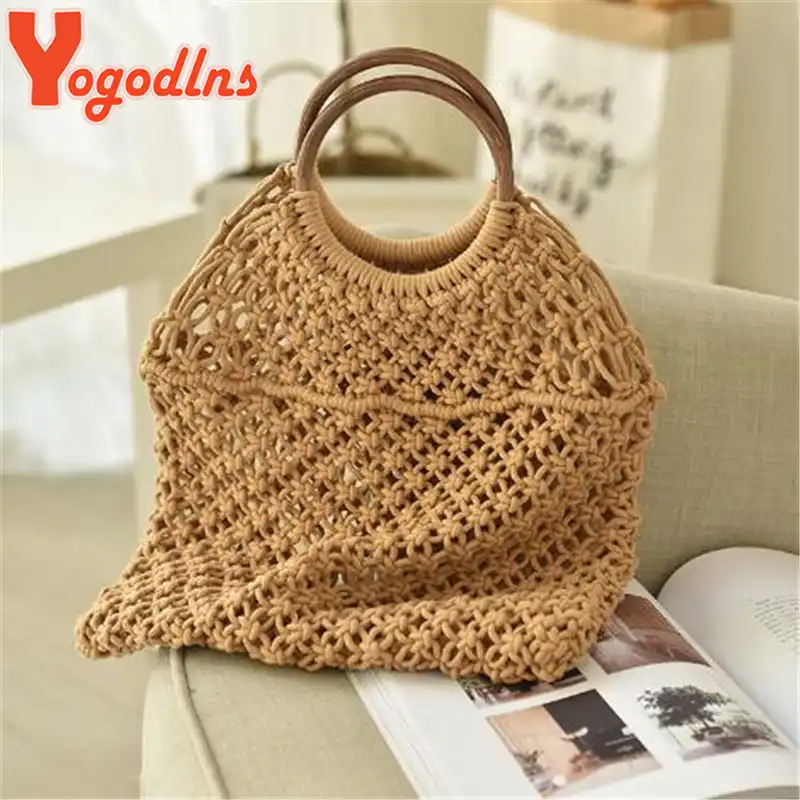 knitted beach bag