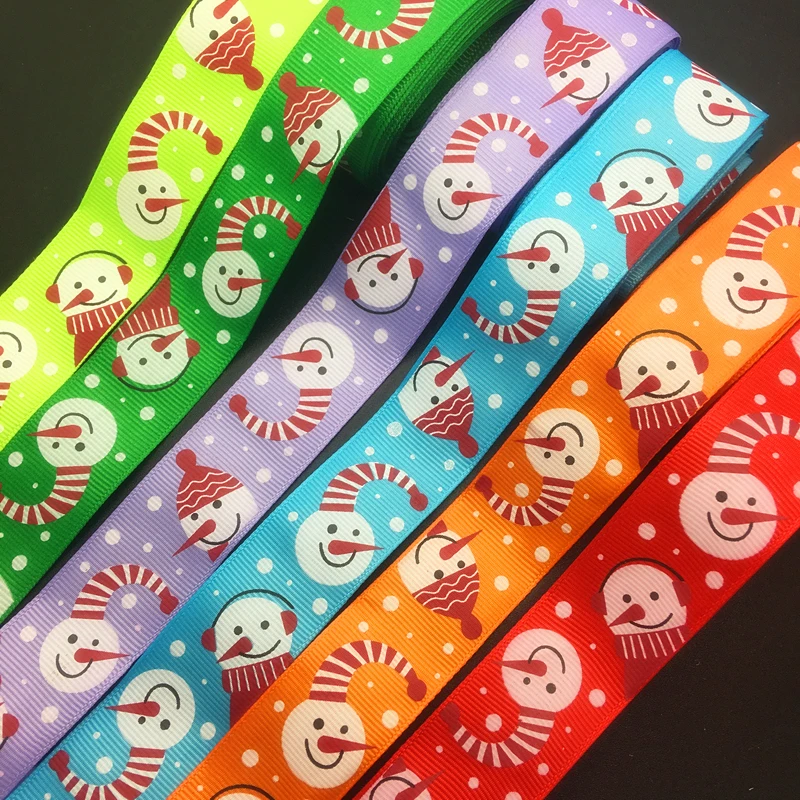 

Wholesale 5 Yards 1Inch 25mm Wide Christmas Snowman Printed Grosgrain Ribbon Hair Bow/Christmas/wedding DIY Sewing Craft