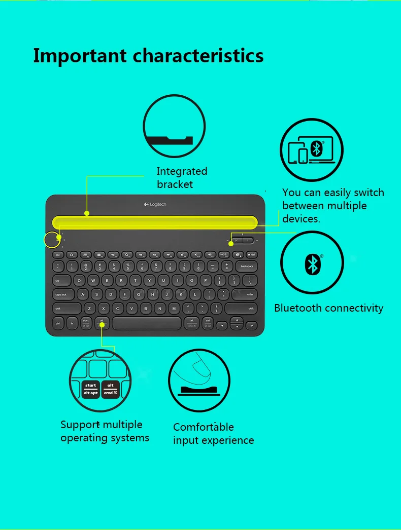 Оригинальная клавиатура logitech K480, Bluetooth, Мобильный планшет Mac, ноутбук, много устройств, тонкая мини Бесшумная клавиатура с ПК, ноутбук