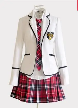 Комплект верхней одежды для девочек; Корейская школьная форма; Uniforme japonais; Сезон Зима; Uniforme escolar; коллекция года; британский стиль - Цвет: Красный