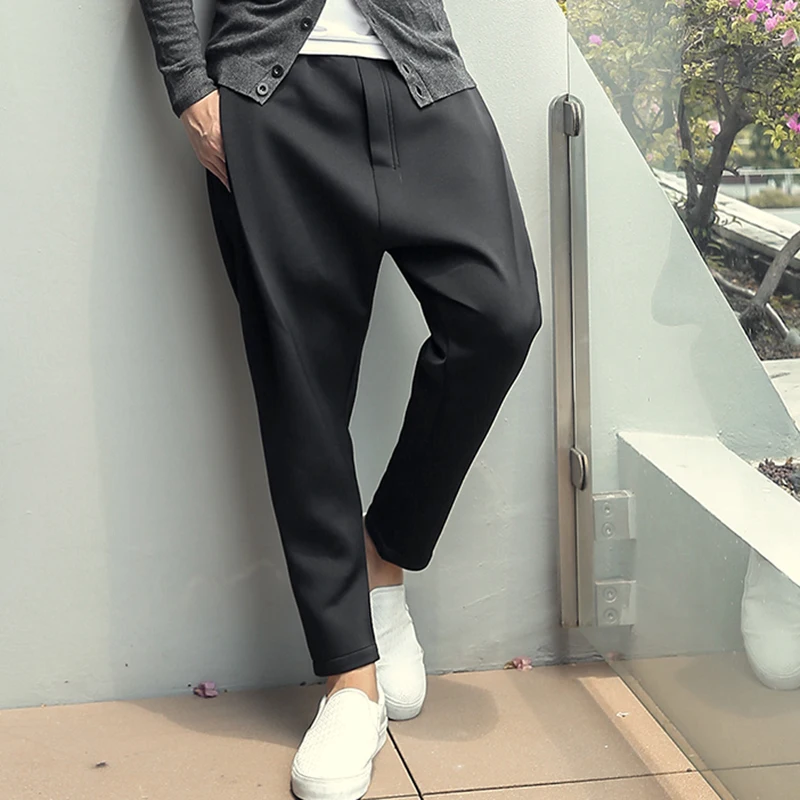 Buy Summer Men Solid Black Casual Slim New European