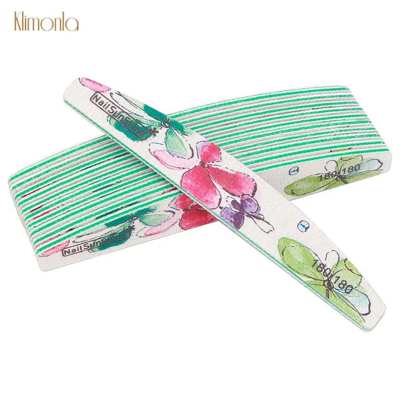 

5pcs Green Half Moon Nail File Blocks For Manicure Gel Polish 180/180 Nail Art Buffing Files Double-sided Nail Care Tools