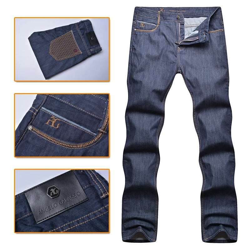 

Angelo galasso jeans men's 2016 new style100% cotton fashion commercial mid waist comfort high fabric gentleman free shipping