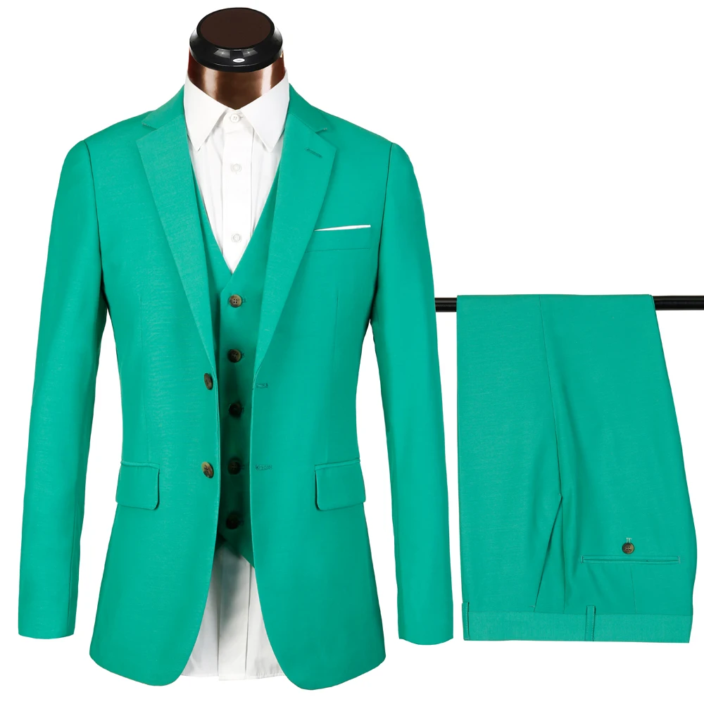 

Brand 2019 New design Green Men Suit Fashion Casual Solid business Wedding Suits Pants 3pcs Designs Smoking Masculino In Stock