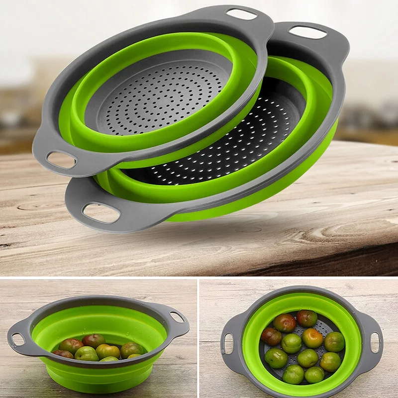 Buy 2PCS Collapsible Silicone Colander Set Folding