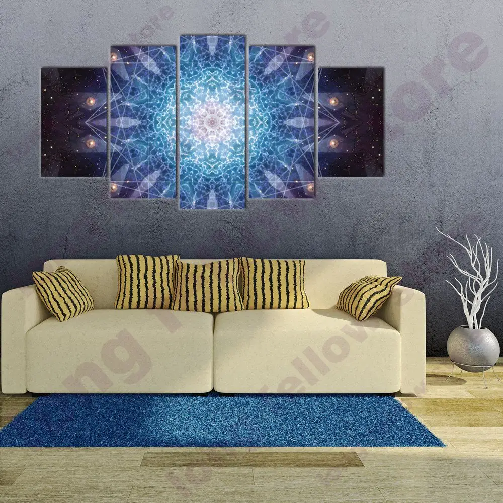 Blue Artwork Abstract Painting Canvas Print Modular Wall Art Picture