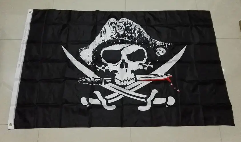 5'x3' Fashion Skull And Cross Crossbones Sabres Swords Jolly - Foto 3