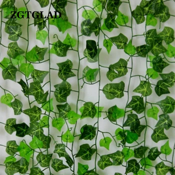 1 String 240cm Artificial Plant Green Simulation Green Leaves Fake Plant Plastic Simulation Vines Home Party Decoration Hot Sale