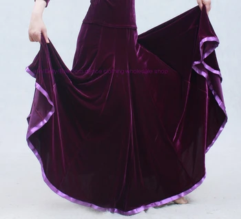

NEW! velvet ballroom dance skirt women long skirts belly dance competition skirt S-6XL free to make 047