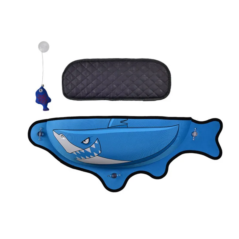 

Fish shape cat hammock bed window pod lounger suction cups Matching Cat Mat