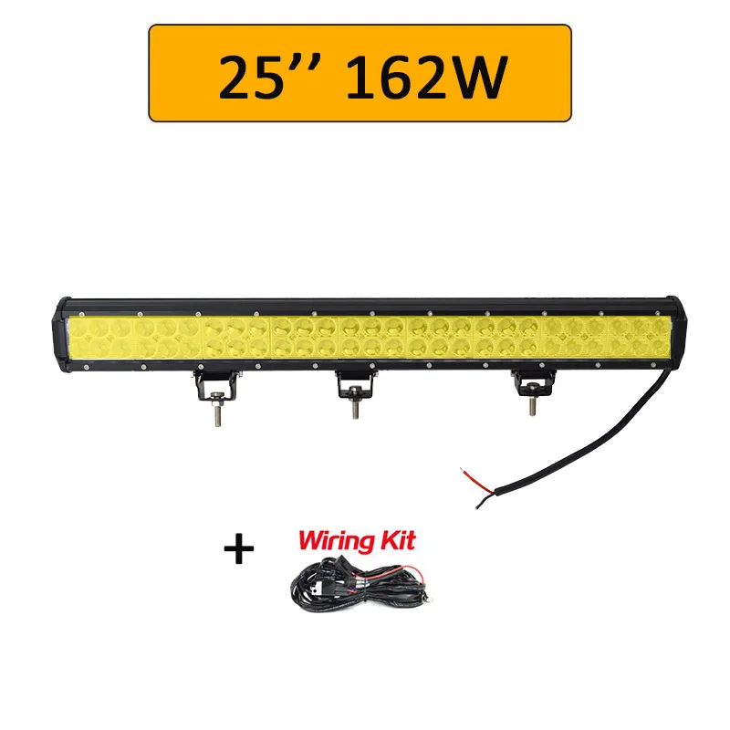 Auxtings желтый 20 дюймов 126 Вт 12 ''22'' 20 ''внедорожный светодиодный светильник 12 в 24 В точечный прожектор Янтарный противотуманный фонарь для джипа автомобиля 4WD грузовика внедорожника - Цвет: 25in 162W wiring