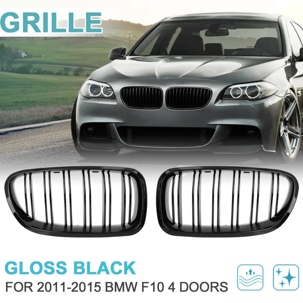 buy X Autohaux 2PCS Gloss Black Front Hood Kidney Grille Grill For BMW F10 F18 528i 535i 550i 535i xDrive 2011 To 2015