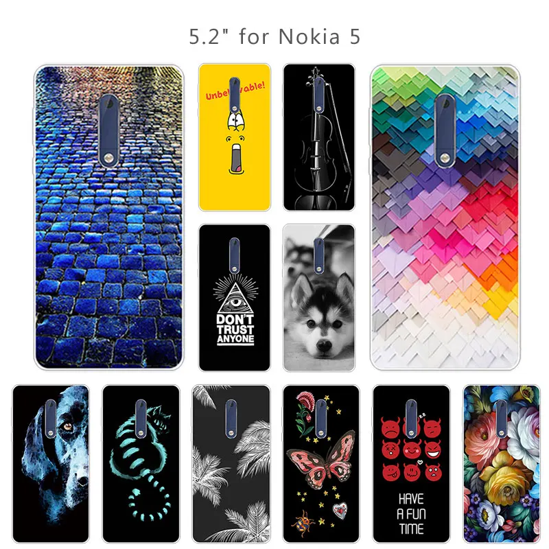 Чехол для Nokia 5 задняя крышка Nokia5 Чехлы мягкая силиконовая сумка Five Brick Road чехлы