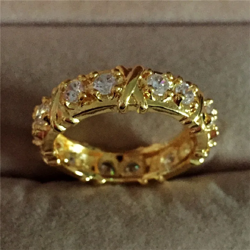 Бренд Jewlery, Женское кольцо из желтого золота 14 к, 5А, циркон, камень рождения, желтое золото, крест, вечное кольцо, обручальное кольцо для женщин, Sz 5-11
