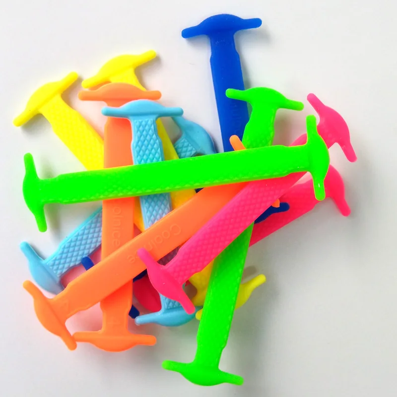 JUP 1 Set /12 Pcs New Kids Child No Tie Shoelaces All Sneakers Applicable Shoelaces Elastic Silicone Shoelaces Sneakers Fit Belt