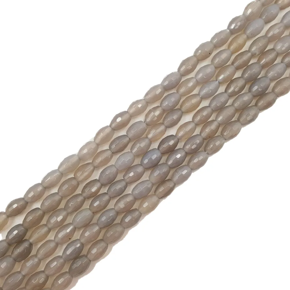 

Lii Ji Natural Stone Grey Agate Marquise Shape Faceted Beads 6x8mm Loose Beads for DIY Jewelry 38cm