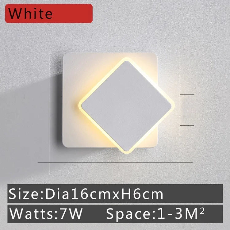 Светодиодный настенный светильник в скандинавском стиле, светодиодный настенный светильник для спальни, настенный светильник для гостиной, домашние лампы, теплый белый светильник, холодный белый светильник - Цвет абажура: White 16x16cm