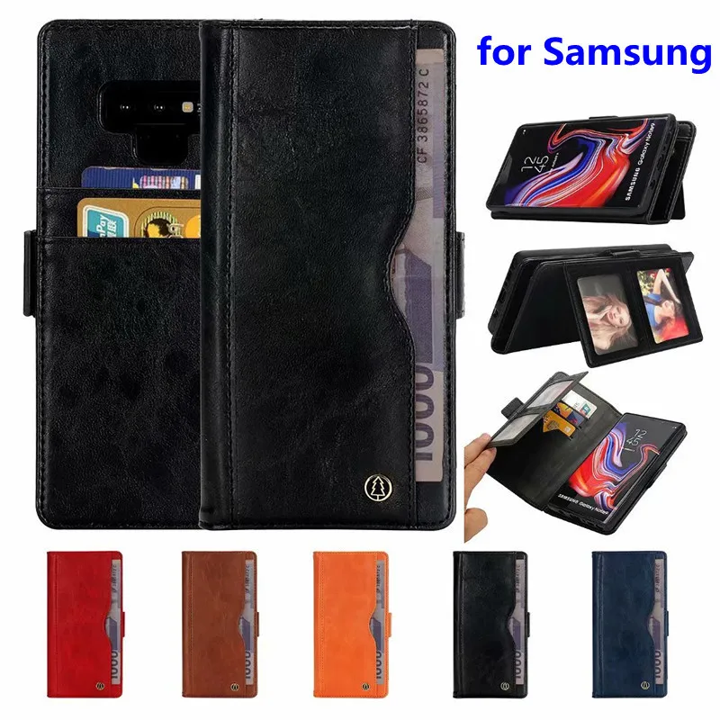 

Retro Stand Leather Case For Samsung Note9 Note 8 Multifunctional Magnetic 2 in 1 Phone Case For Samsung S8 S9 Plus Wallet Cases