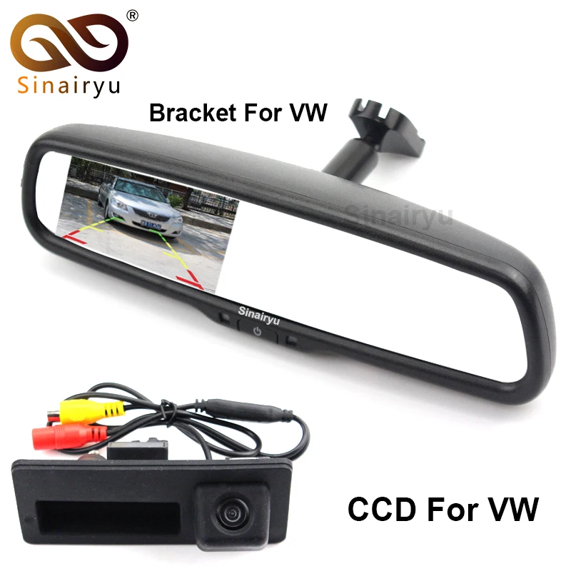 

Sinairyu 4.3" TFT LCD Car Rear View Bracket Mirror Monitor Parking Assistance+Trunk handle Car Rear View Camera For VW Audi A4