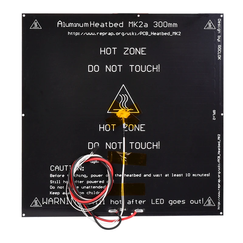 Peças de Impressora v para Mendel Alumínio Heatbed Placa Quente 300*300*3mm Preto 12 v 24 Reprap Rampas 1.4 3d Cama Aquecida Mk2a 7 preto 12 v 24 v para mendel