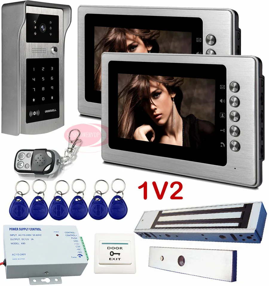 1V2 Intercom system 7 \ Color Video Door Phones Rfid Inductive Card Keypad Unlock Video Intercom For The House IP55 Waterproof 1V2 Intercom system 7 \ Color Video Door Phones Rfid Inductive Card Keypad Unlock Video Intercom For The House IP55 Waterproof