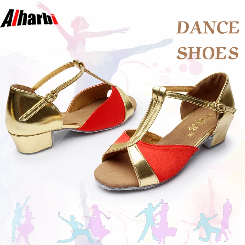 

Alharbi Latin Dance Shoes For Women Girl Tango Salsa Ballroom Dance Shoe For Kids Children Low Heel 3.5cm Soft Dancing Shoes