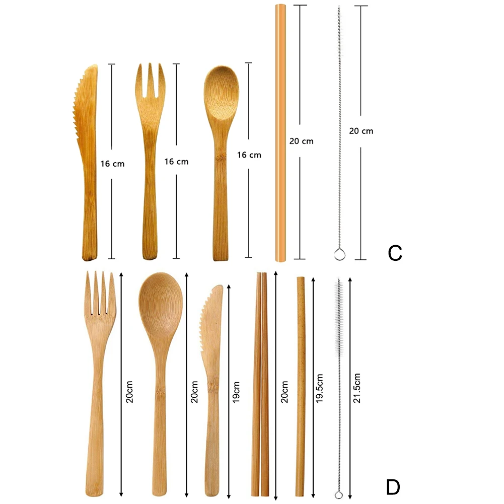 Японский деревянный набор посуды, бамбуковые столовые приборы, соломенный набор столовых приборов с тканевой сумкой, кухонные инструменты для приготовления пищи