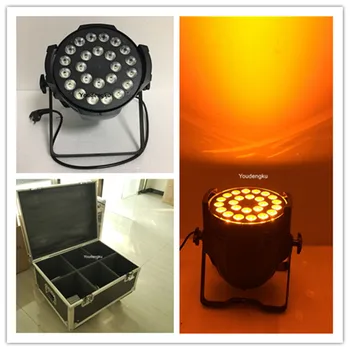 

6pcs Powerful led stage light 24x18w 6in1 RGBWA UV par led par dmx512 led wash par 64 can flightcase
