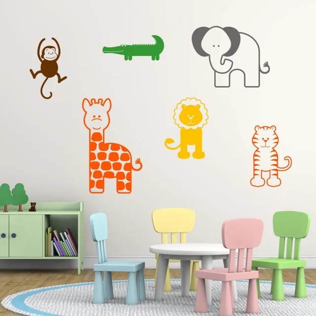 Giraffe Elephant Tiger Lion Monkey And Crocodile Jungle Wall Art Giraffe Elephant Tiger Lion Monkey And Crocodile Jungle Wall Art Animal Transfers Childrens Nursery