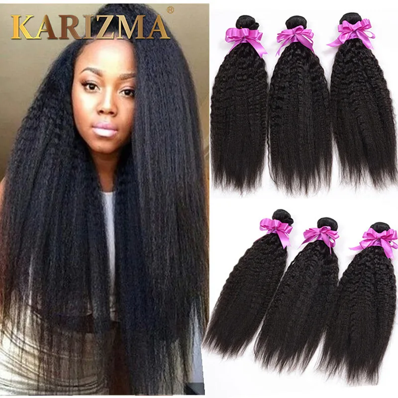Peruvian Virgin Hair Kinky Straight Hair Weave 3 Bundles Coarse Light yaki Straight Hair Unprocessed Italian Yaki Human Hair