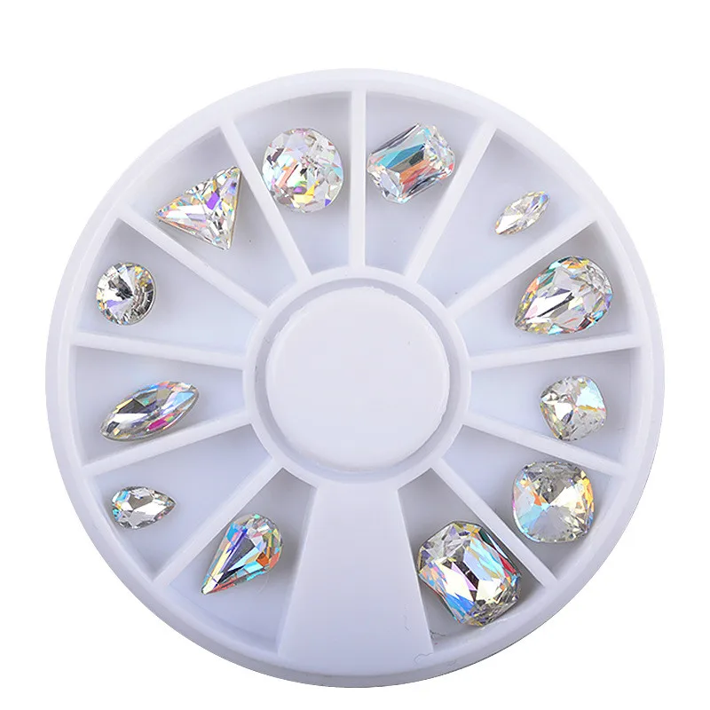 2017 12pcs New 3D Nail Art Decorations Fancy AB font b Crystals b font Sharp Bottom