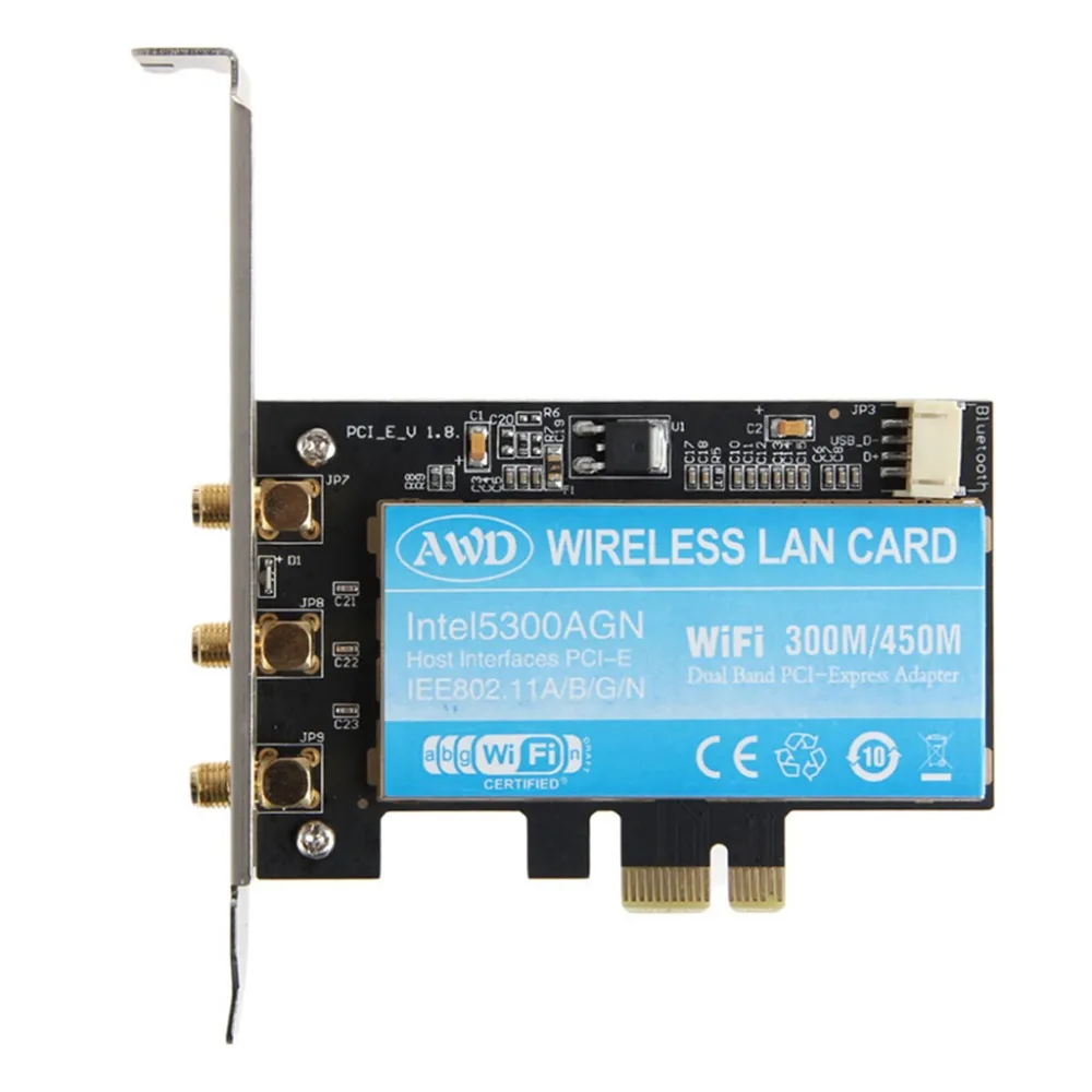 New Network Card For Intel 5300AGN 450M Dual Band 5GHz/2.4GHz PCI-E Wireless WiFi Adapter IEEE 802.11n/b/g Support Intel CPU