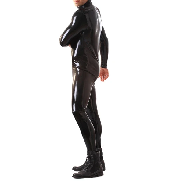 Latex Rubber Male Catsuit with Front Through Zip b