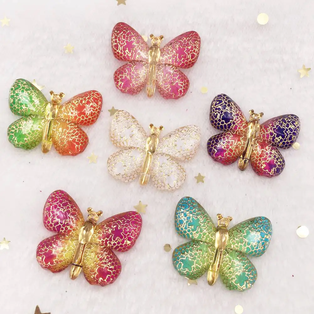

Shiny Colorful Butterfly FlatBack rhinestone Cabochon Miniature Appliques Christmas 1 hole ornament DIY scrapbook figurines OW79