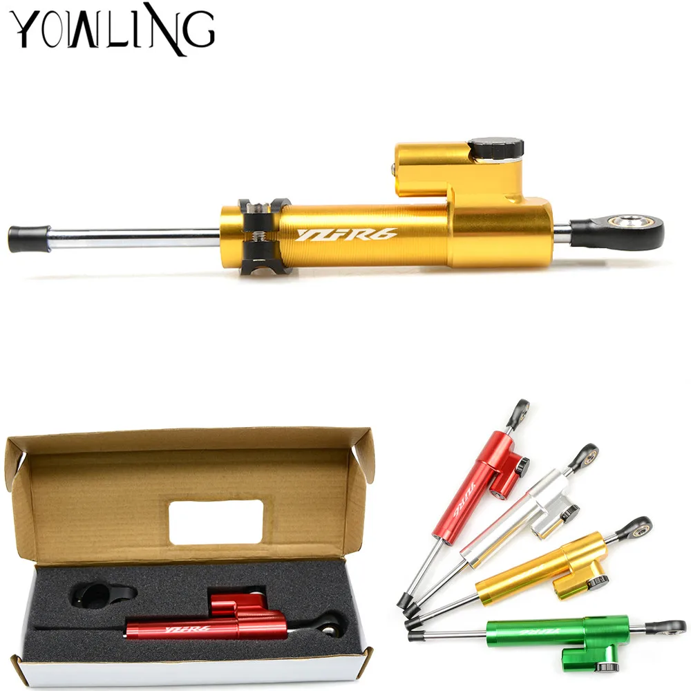 With YZF R6 LOGO Motorcycle CNC Damper Steering StabilizerLinear Reversed Safety Control MT-07 MT-09 R1 R6 Z800 Z750 Z1000 ER6N